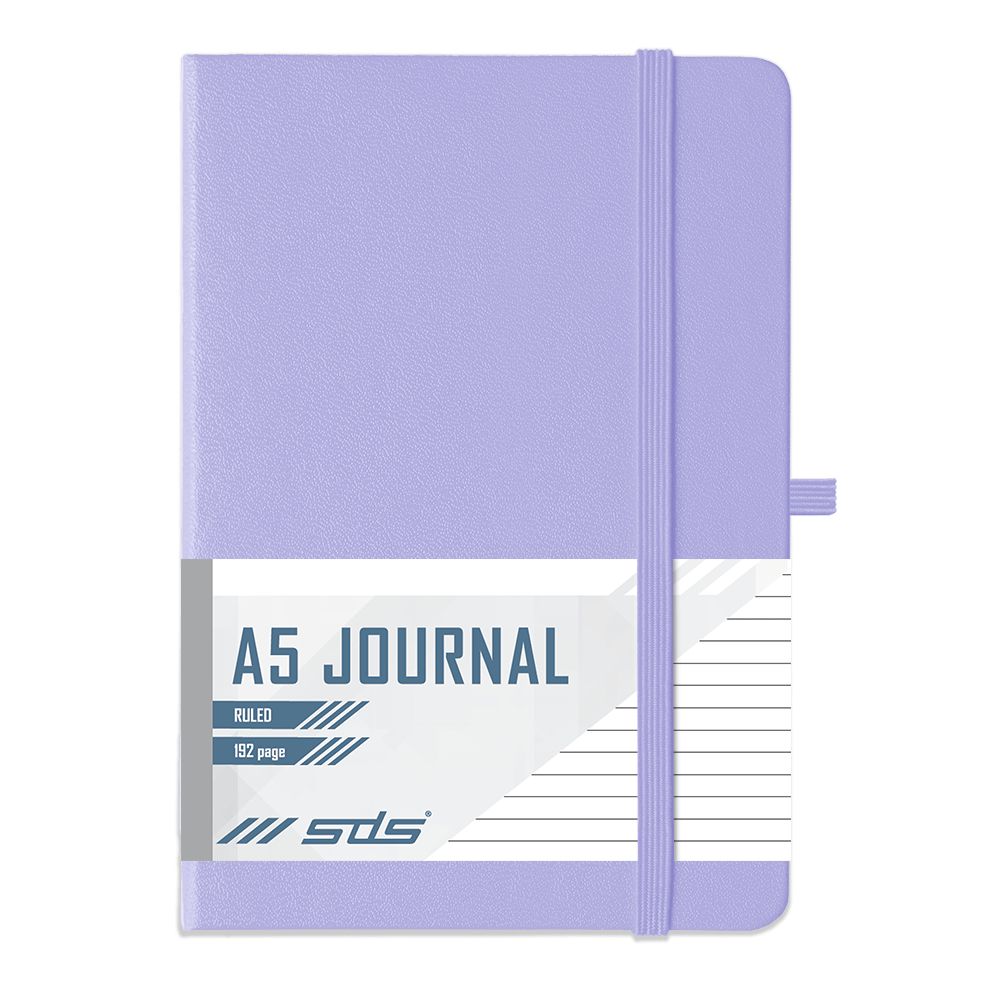 SDS A5 192 Page Lined Journal Hard Cover with Elastic Closure – Lilac