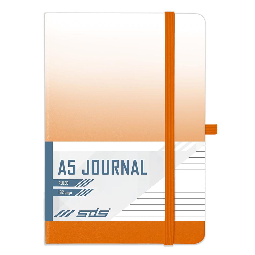 SDS A5 192 Page Lined Journal Hard Cover with Elastic Closure – Orange