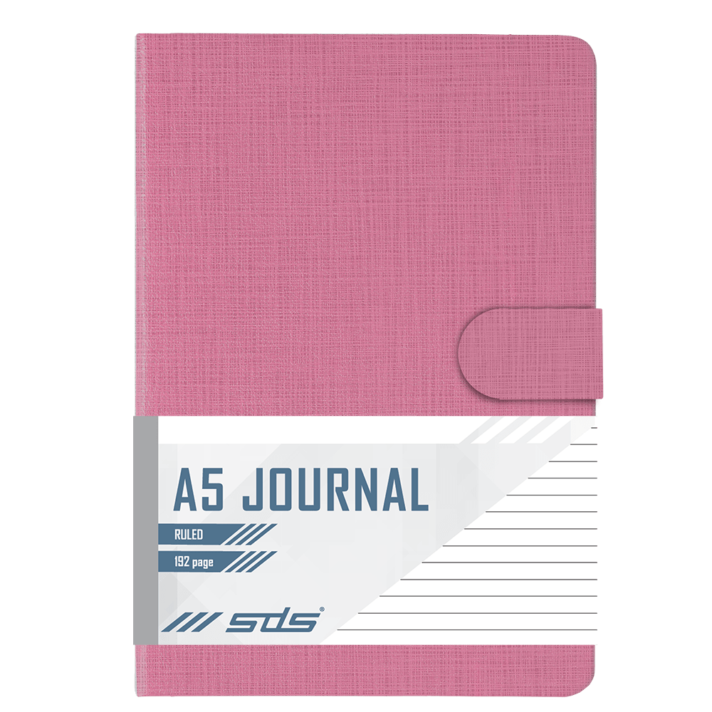 SDS A5 192 Page Lined Journal Hard Cover with Stud Closure – Pink Linen