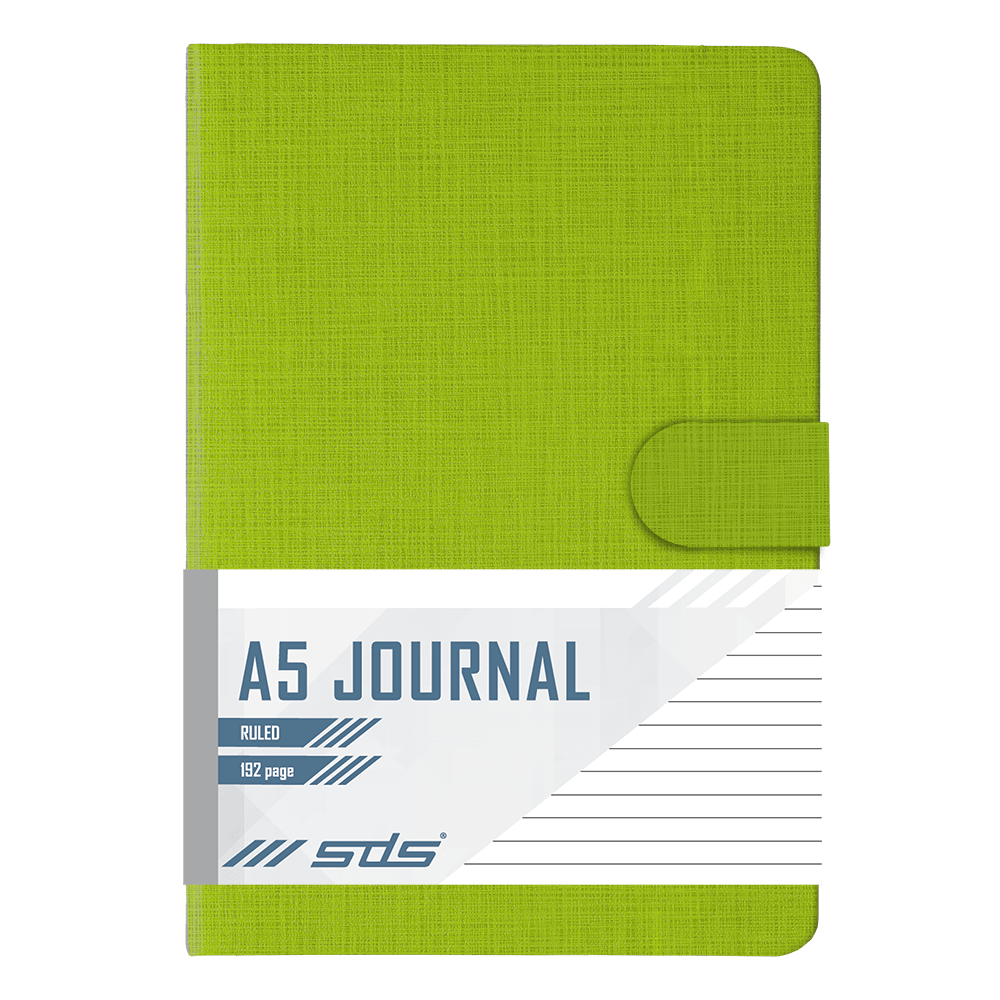 SDS A5 192 Page Lined Journal Hard Cover with Stud Closure – Lime Green