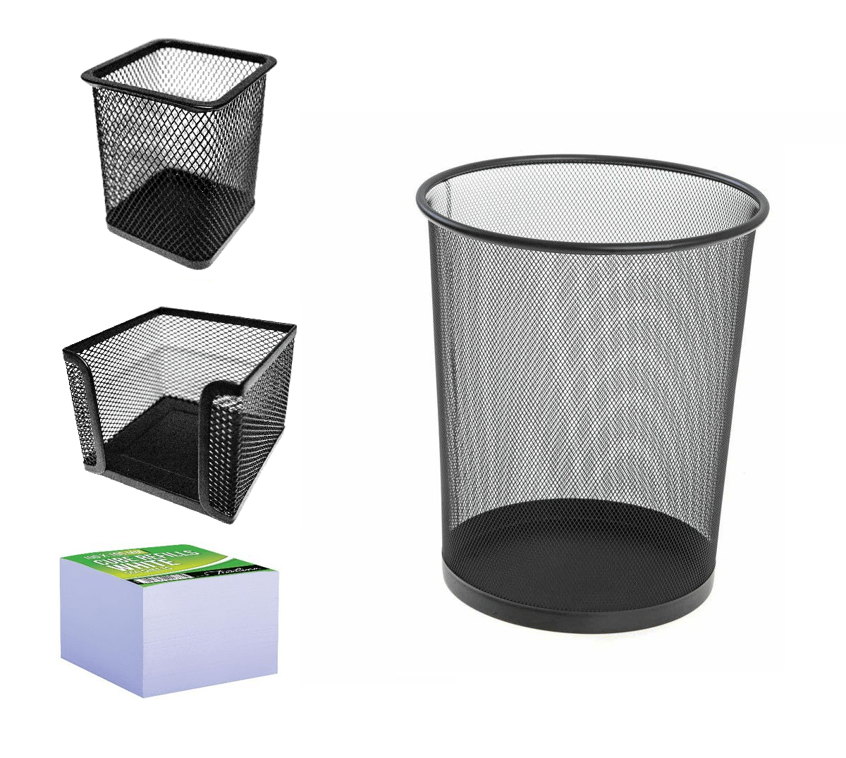 SDS Wire Mesh Office Organizer & Bin Bundle – 4 Piece – Black