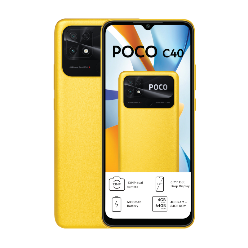 POCO C40 64GB LTE Dual Sim – Yellow