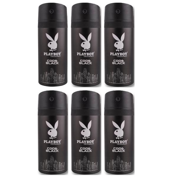 PlayBoy – Men Deodorant 150ml – Code Black – Pack of 6