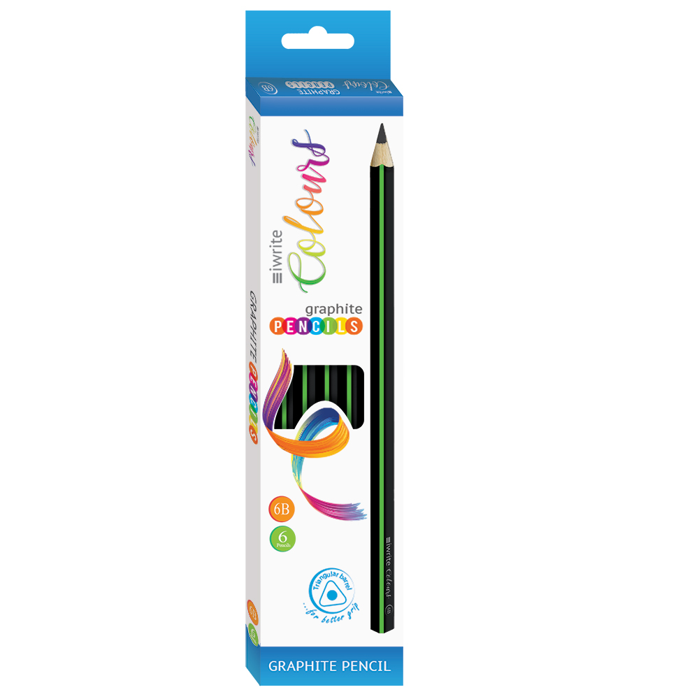 iWrite Colours Graphite Pencils 6B – Box of 6