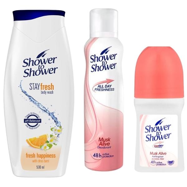 Shower to Shower – Hygiene Combo Pack for Women – Fresh Happiness