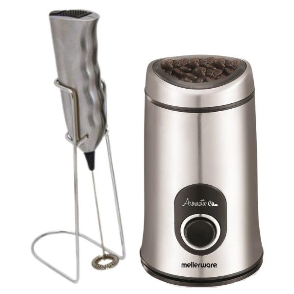 Mellerware – Aromatic Coffee Mill & Grinder With Milk Frother and Stand
