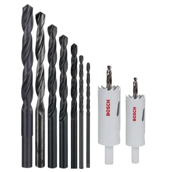 Bosch – Metal Drill Bits HSS-R and Metal Holesaw HSS-Bimetal Combo (9Piece)