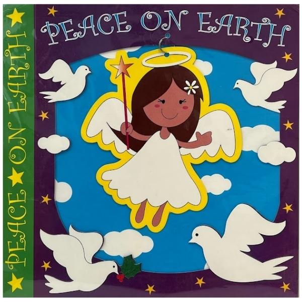 SourceDirect – Oversized Christmas Cards- Pack of 5 (Purple) Peace On Earth