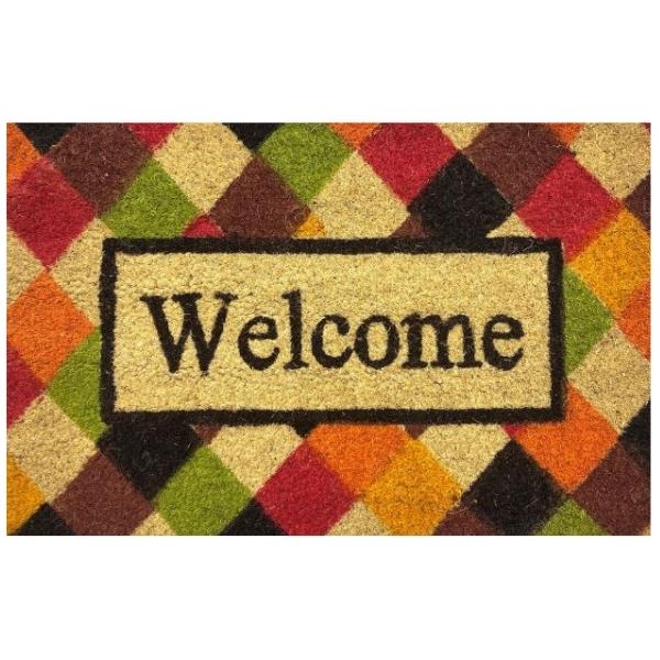 Multi-Flor – Coir Doormat (40cm x 60cm) – Welcome with Colourful Pattern