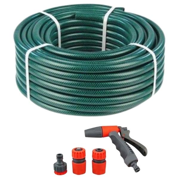 Hose Pipe (30m) With Adjustable Spray Gun and Hosepipe Fittings – Combo