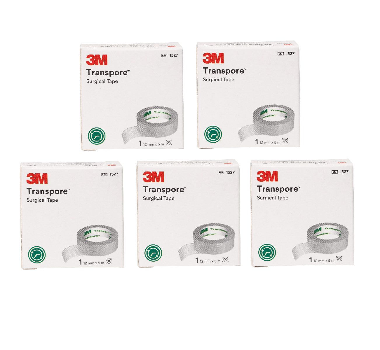 3M Transpore Surgical Tape 12mm x 5m – Pack of 5