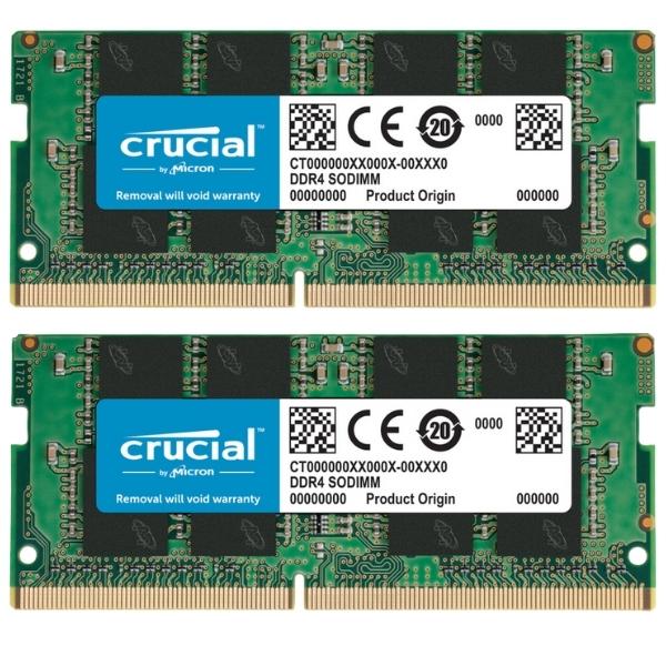 CRUCIAL – 16GB DDR4 3200 MHz SO-DIMM Single Ranked Module Green – Pack of 2