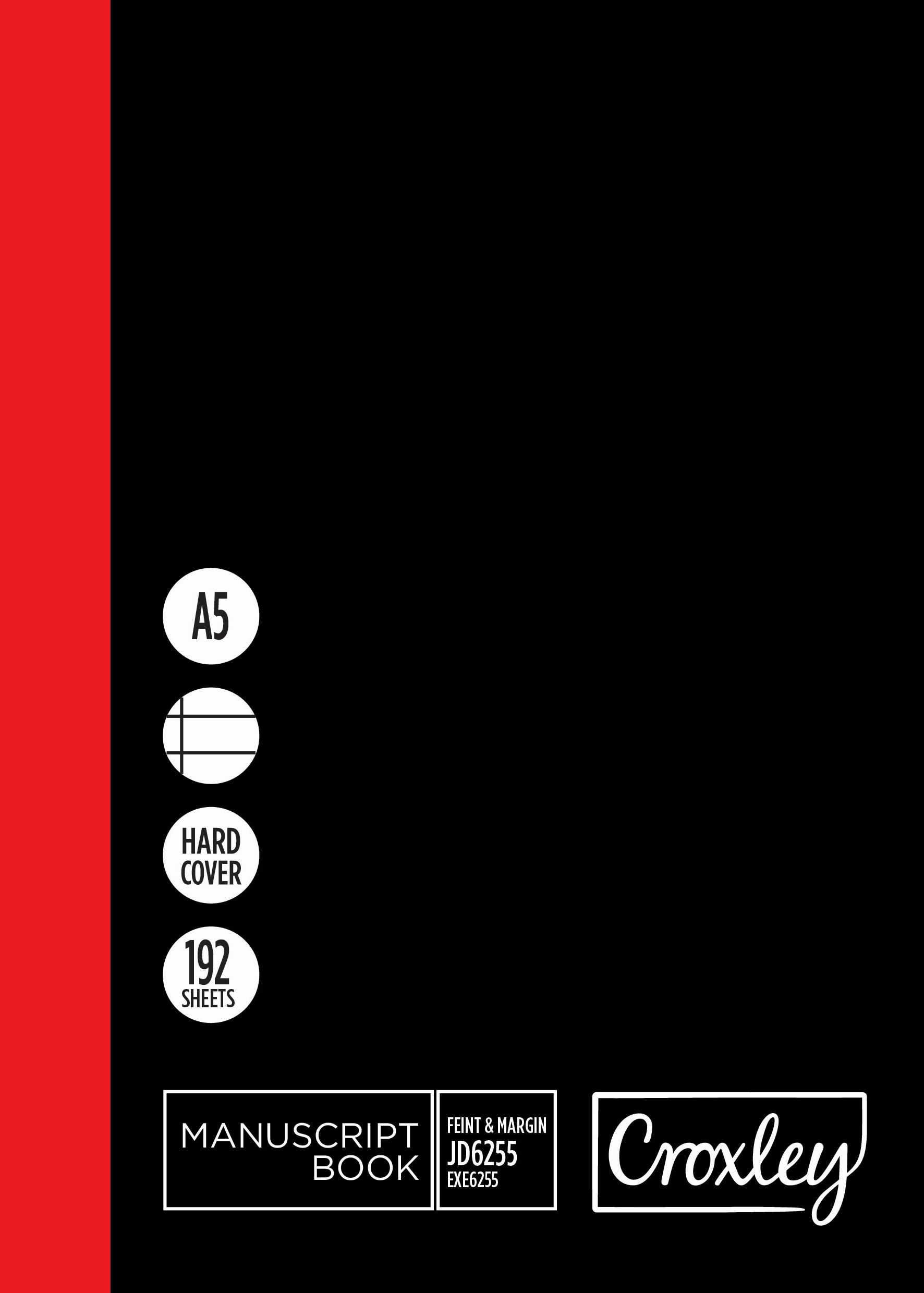 CROXLEY Manuscript Book – A5 192pg Feint and Margin – Pack 10