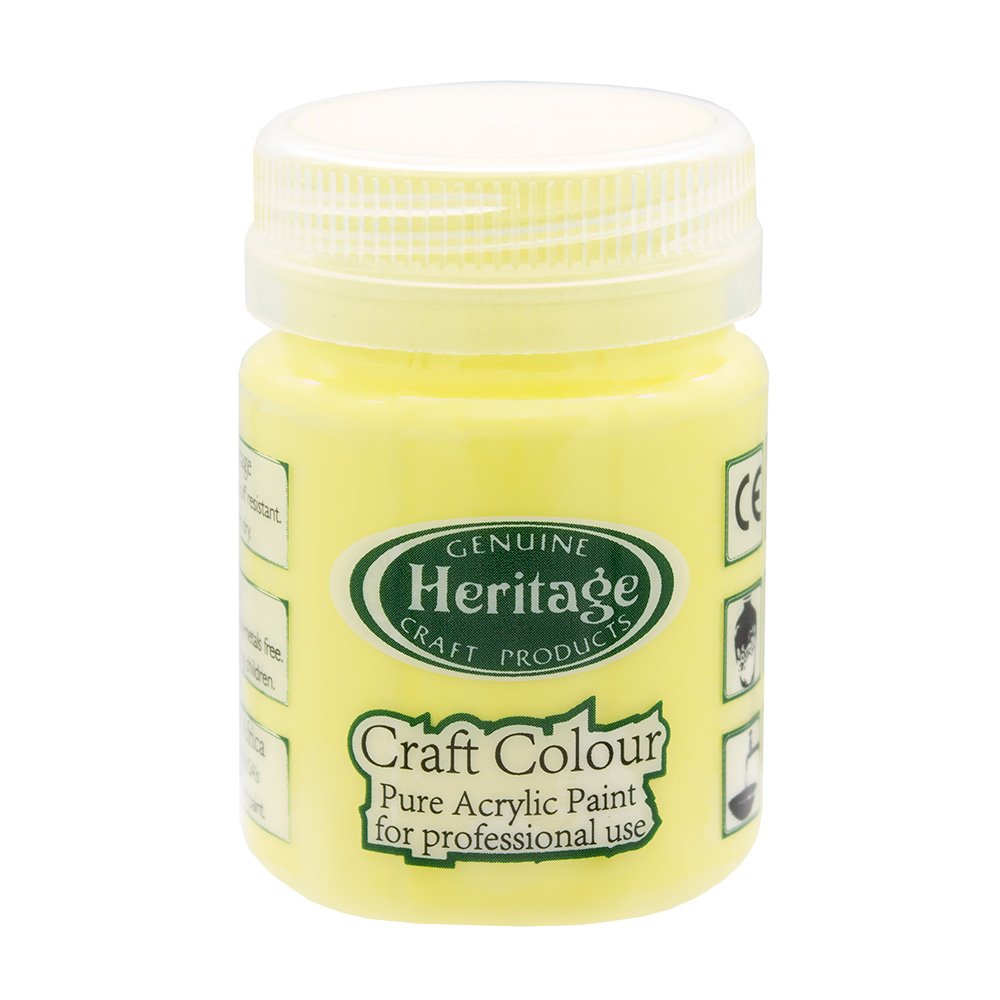 Heritage Pure Acrylic Paint – Craft Colour Range – 50ml – Bright Yellow