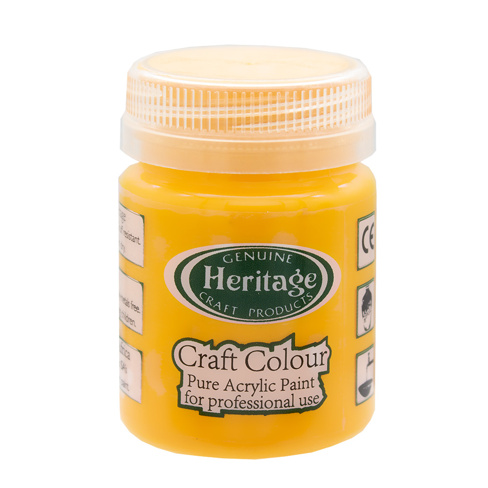 Heritage Pure Acrylic Paint – Craft Colour Range – 50ml – Sunset Yellow