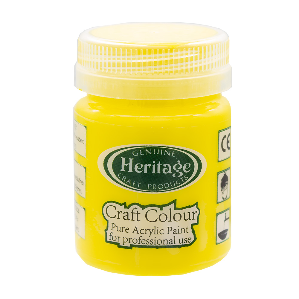Heritage Pure Acrylic Paint – Craft Colour Range – 50ml – True Yellow