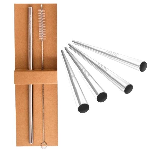 Source Direct – 5 x Stainless Steel Straight Straws and 1 x Brush Combo Set