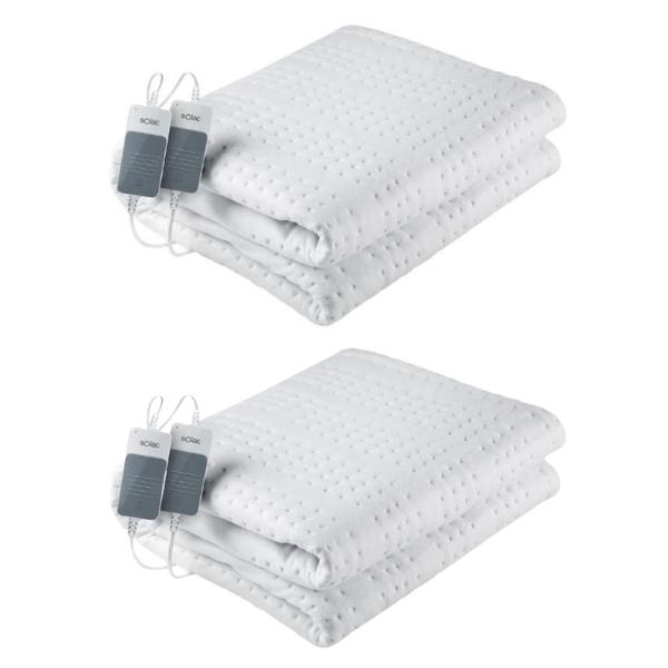 Solac – Electrical Heat Blanket (Double Bed) – White (120W) – Pack of 2