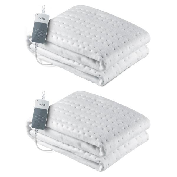 Solac – Electrical Heat Blanket (Single Bed) – White (60W) – Pack of 2