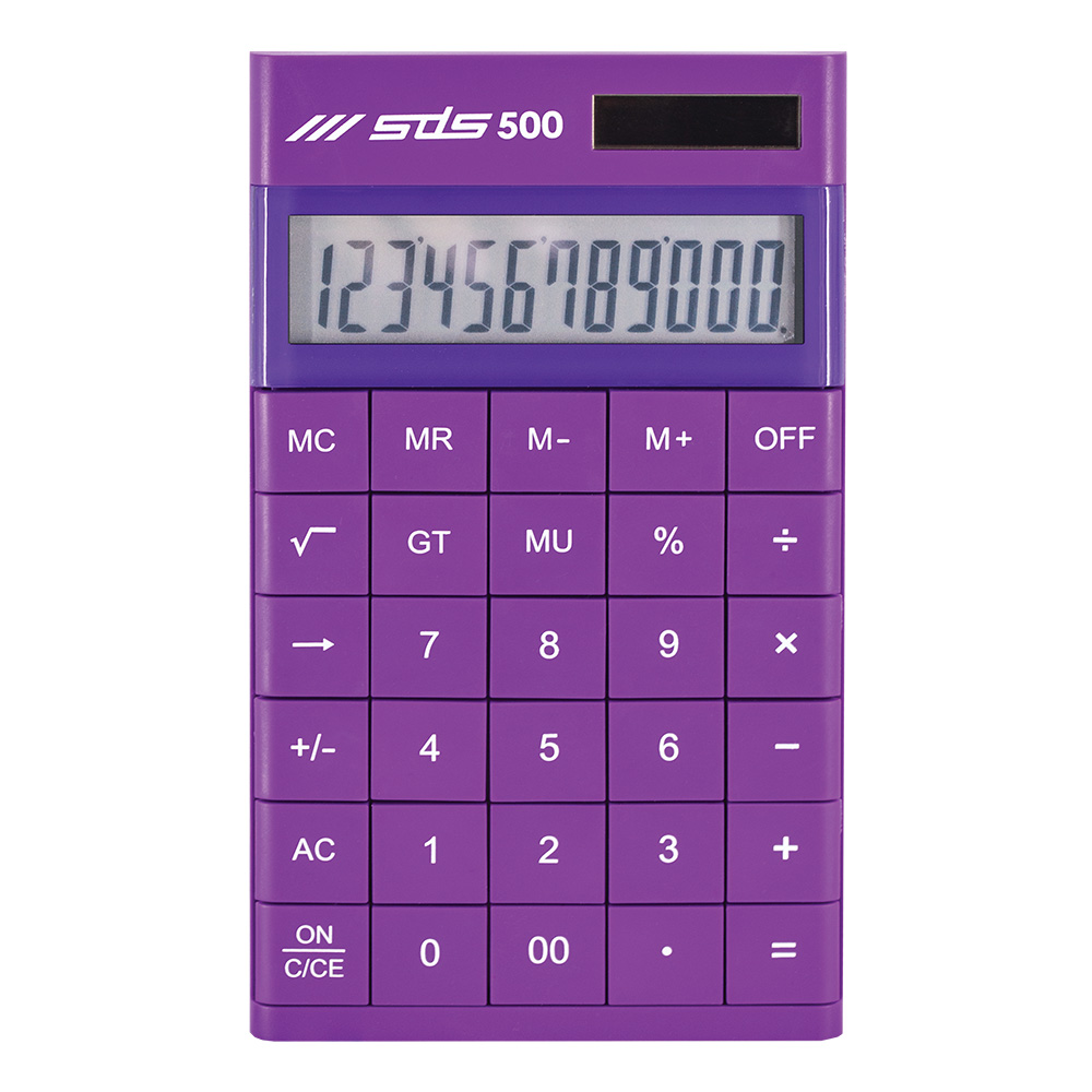 SDS 500 12 Digit Desktop Calculator – Dual Powered – Purple
