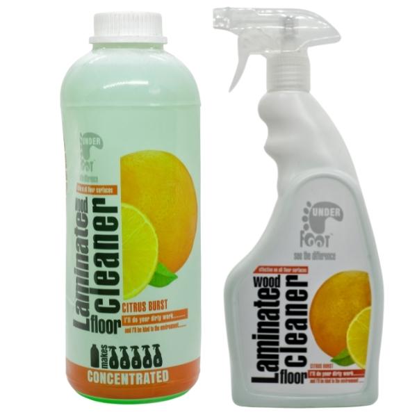 Under Foot – Laminated Wood Floor Cleaner – 750ml and 1L Refill – Citrus Burst
