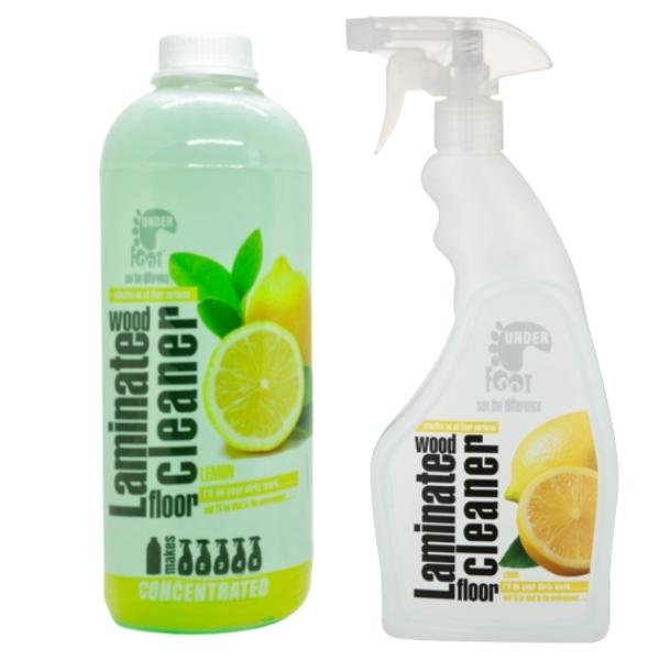 Under Foot – Laminated Wood Floor Cleaner – 750ml and 1L Refill – Lemon