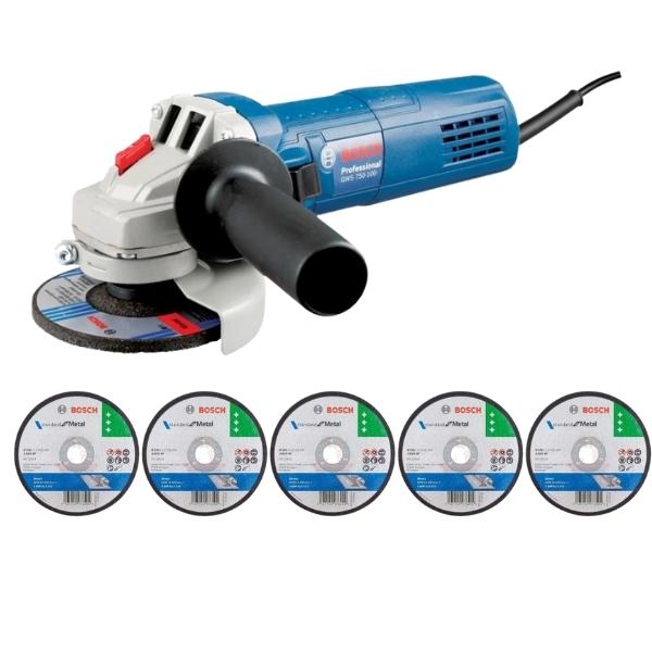 Bosch – Angle Grinder GWS 750 -115 with 5 x Cutting Discs 115mm