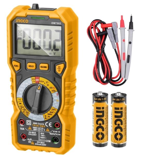 Ingco – Digital Multimeter with Test Leads and 2 x Alkaline Batteries