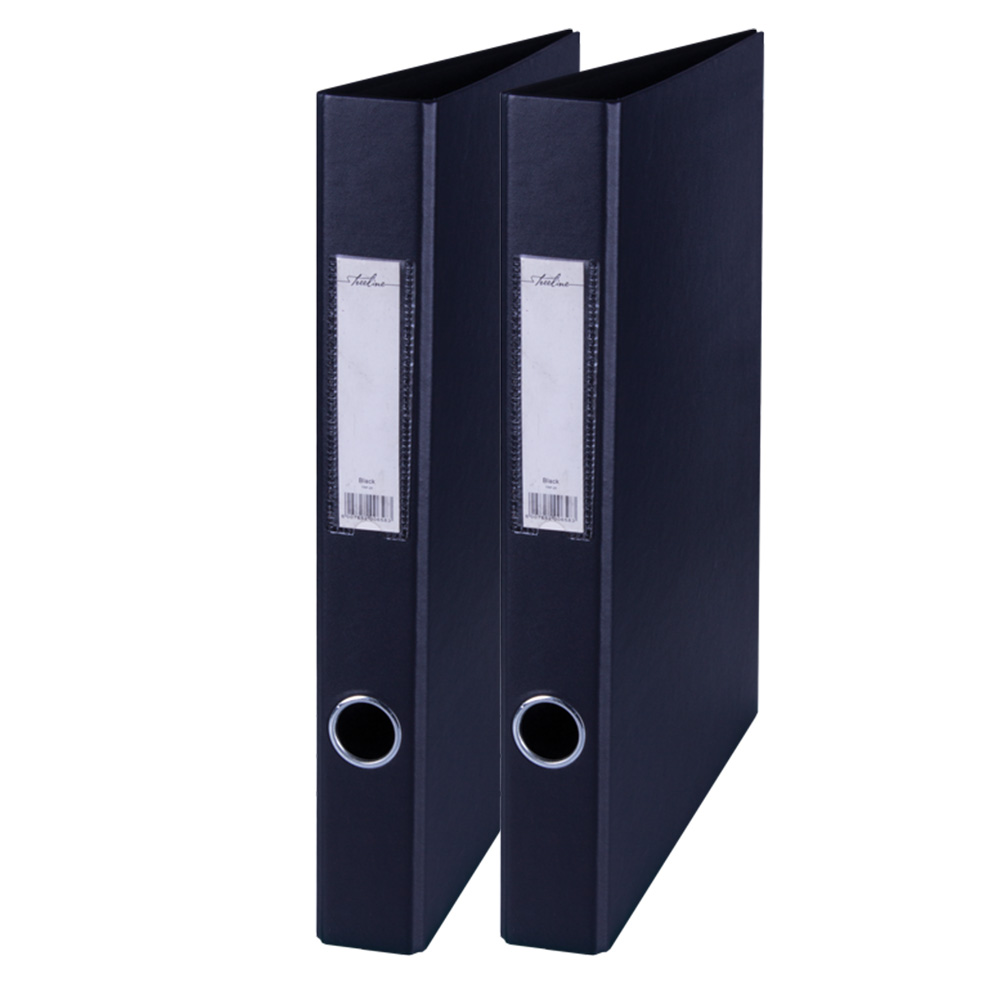 Pack of 2 Treeline A4 2-Ring Ringbinders Ring Binder Files – Black