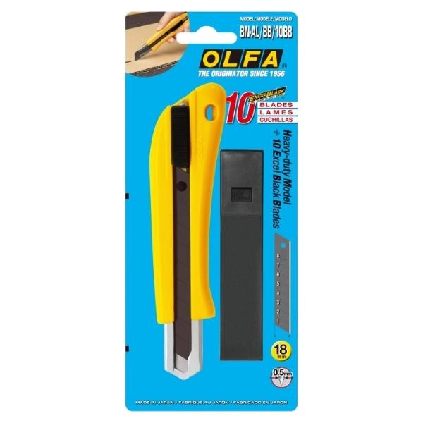 OLFA – Heavy Duty Cutter with 10 Excel Black Blades
