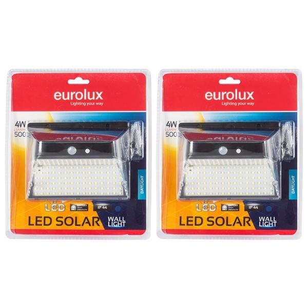 Eurolux – LED Solar Wall Light 4W 500lm Daylight – Pack of 2