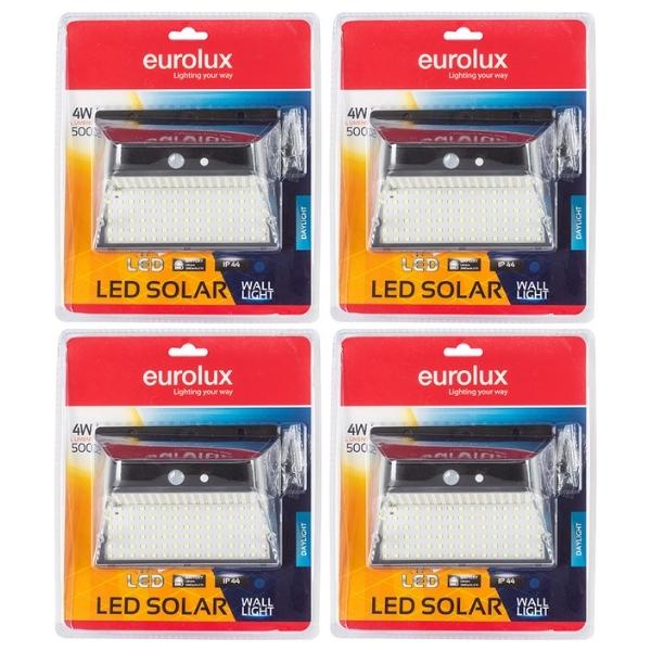 Eurolux – LED Solar Wall Light 4W 500lm Daylight – Pack of 4