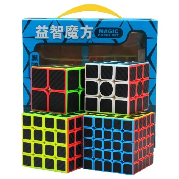 Moyu – Meilong Carbon Fiber Cubic Gift Box 2×2, 3×3, 4×4 and 5×5 – 4 Piece