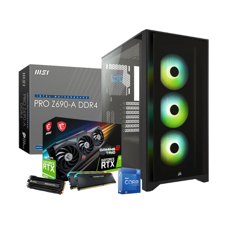 PCBuilder Intel i7 12700KF FRONT RUNNER Windows 11 Corsair Gaming PC