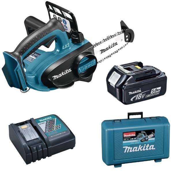 Makita – Cordless Chain Saw Top Handle, 5.0Ah Battery, Charger & Carry Case