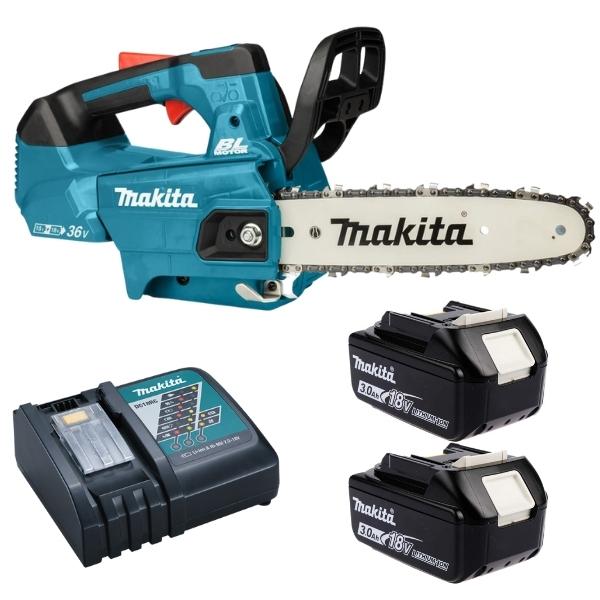 Makita – Cordless Chain Saw DUC256Z, 2 x 3.0Ah Batteries and Charger