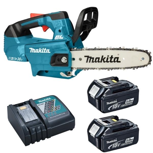 Makita – Cordless Chain Saw DUC256Z, 2 x 5.0Ah Batteries and Charger