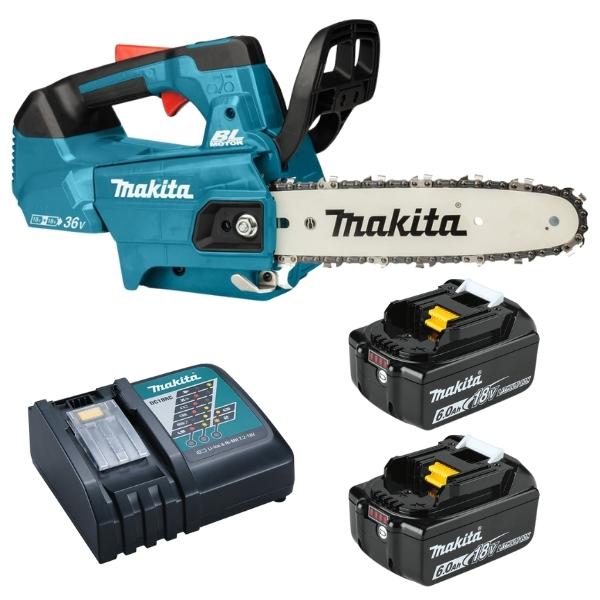 Makita – Cordless Chain Saw DUC256Z, 2 x 6.0Ah Batteries and Charger