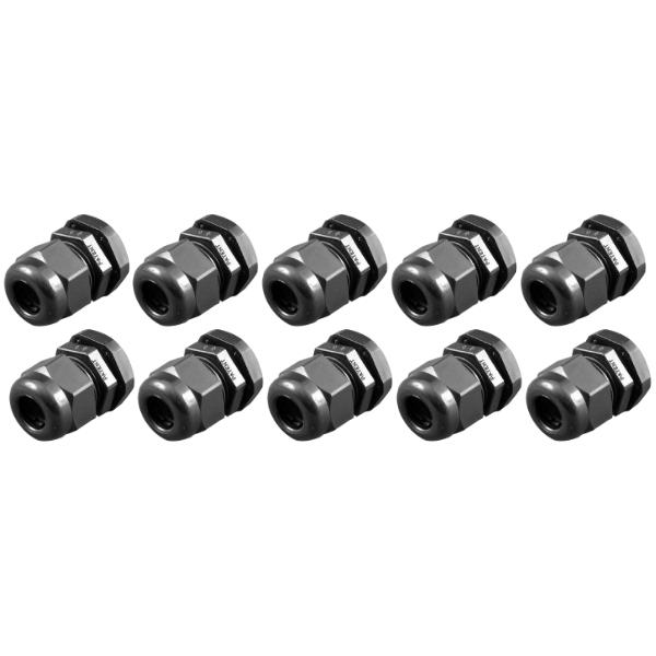 Liquid-Tight Strain Relief Cordgrip PG13.5 with Locknut – Pack of 10