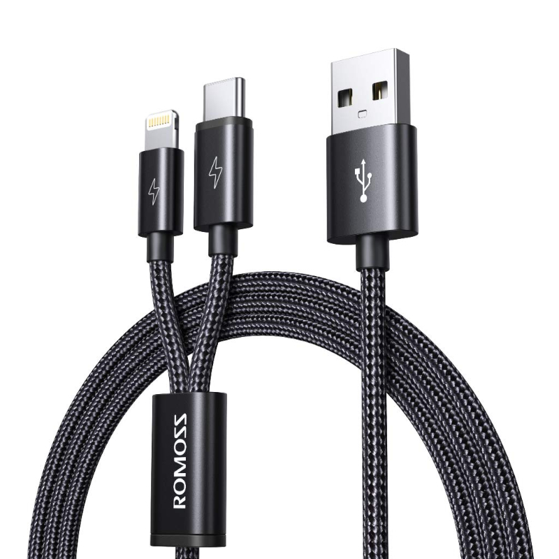 Romoss USB to Lightning and Type-C 1.5m Data and Charging Cable