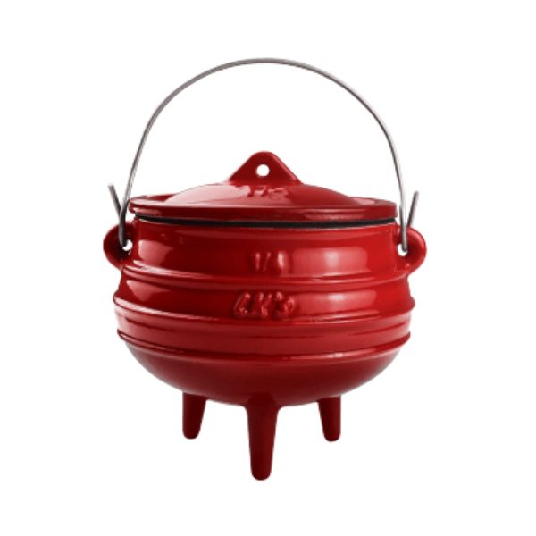 LK’s -1/4 Potjie Pot – Red Enamel Coated – 3 leg