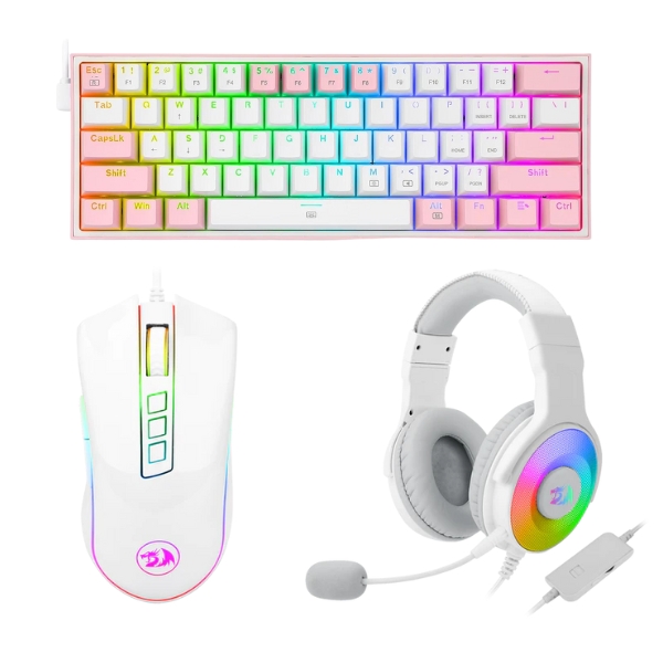 Redragon 3in1 RGB Gaming Combo Keyboard Mouse Headset – Pink