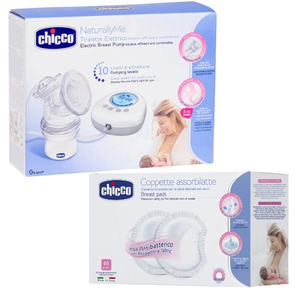 Chicco – Naturally Me Electric Breast Pump + Breast Pads 60 Pieces
