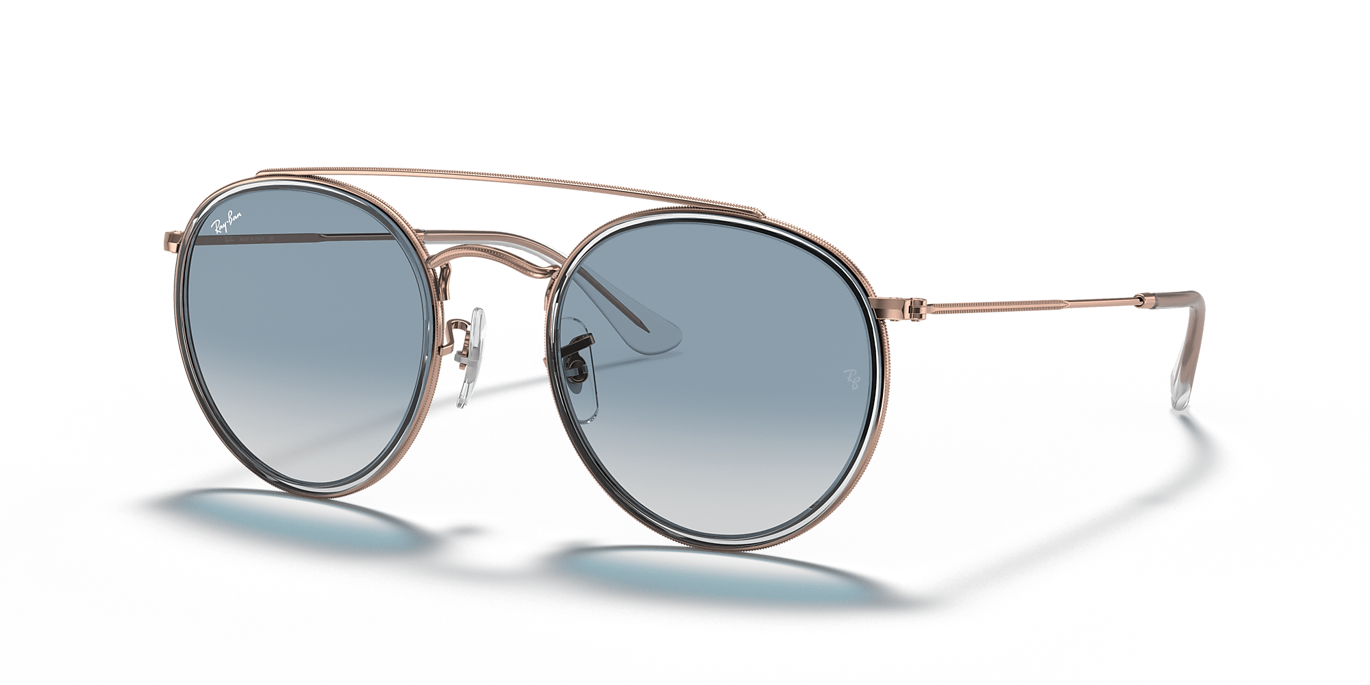 Ray-Ban Round Double Bridge Sunglasses RB3647N 51 – Copper / Blue Gradient 90683F