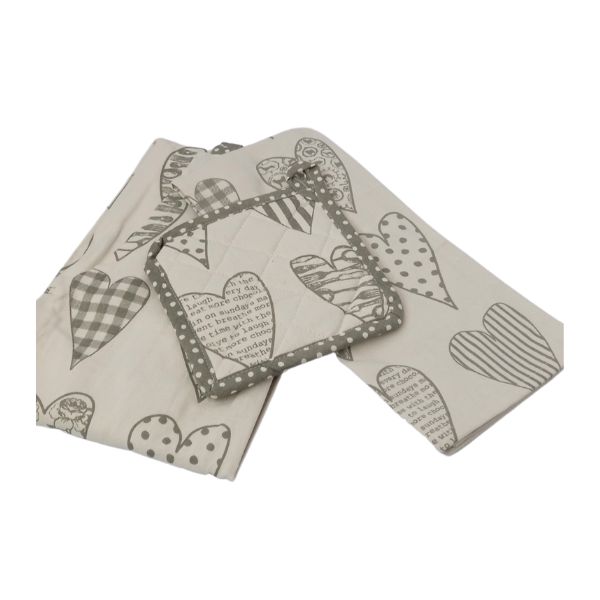 Kitchen Gift Set – Set of 3 – Apron, Tea Towel & Pot Holder