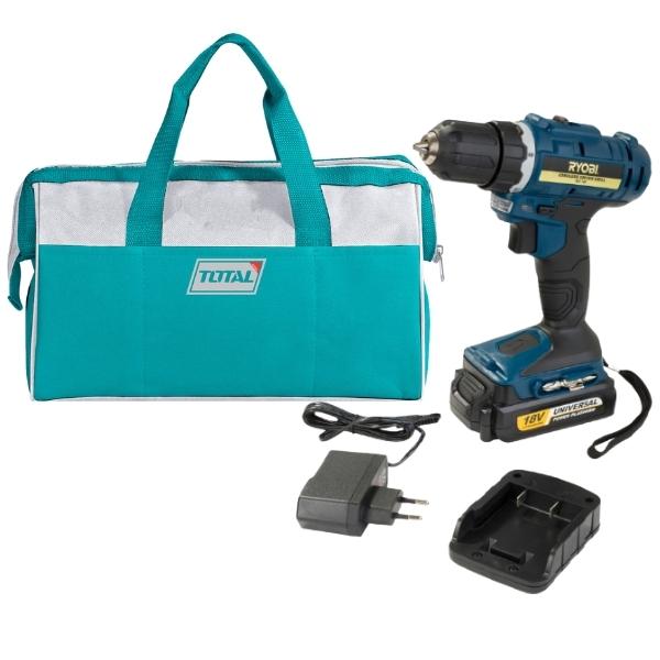Ryobi – 18V Li-Ion Cordless Driver Drill Kit – With Total Tool Bag Combo