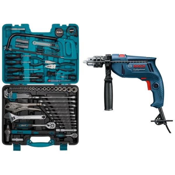 Bosch – Impact Drill (GSB 570) With Mechanics DIY Hand Tool Set (86) Pieces