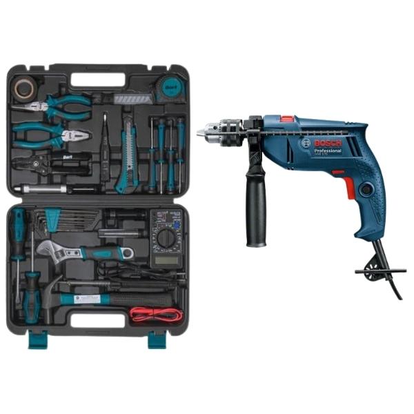 Bosch – Impact Drill (GSB 570) With DIY Electricians Hand Tool Set 30 Piece