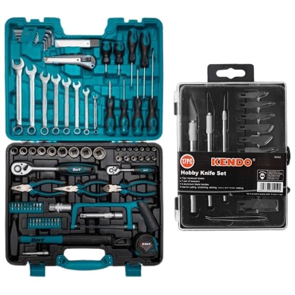Kendo – Knifes and Blades Set (17Piece) and DIY Hand Tool Set (90 Piece)
