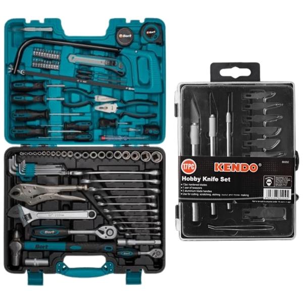 Kendo – Knifes and Blades Set (17Piece) and DIY Hand Tool Set (86 Pieces)